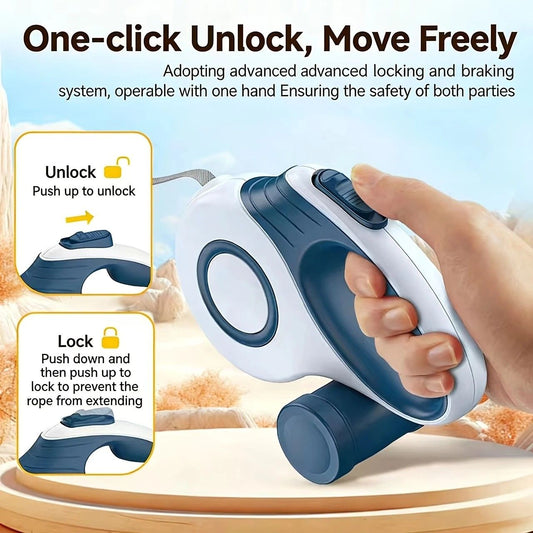 Multi-function Automatic Retractable Pet Leash: High-Strength Anti-Break, One-Click Lock, Comfortable Grip, V1232-GGQYS003