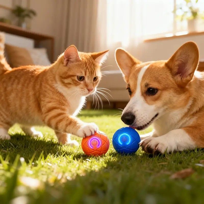 Smart Interactive Rolling Pet Ball - Automatic Self-Moving Cat & Small Dog Toy, Bite-Resistant Rechargeable V1232-GGTTWJQ001