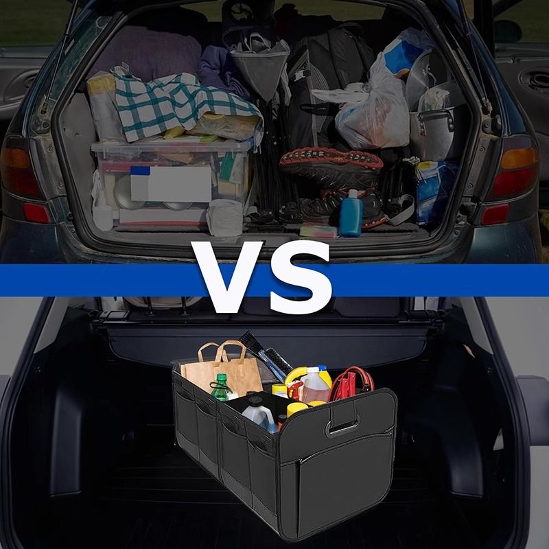 1 Car Trunk Organizer, Automotive Storage, Reinforced Handle, Foldable Multi-Compartment Car Organizer, 600D V1232-HBXSNX004