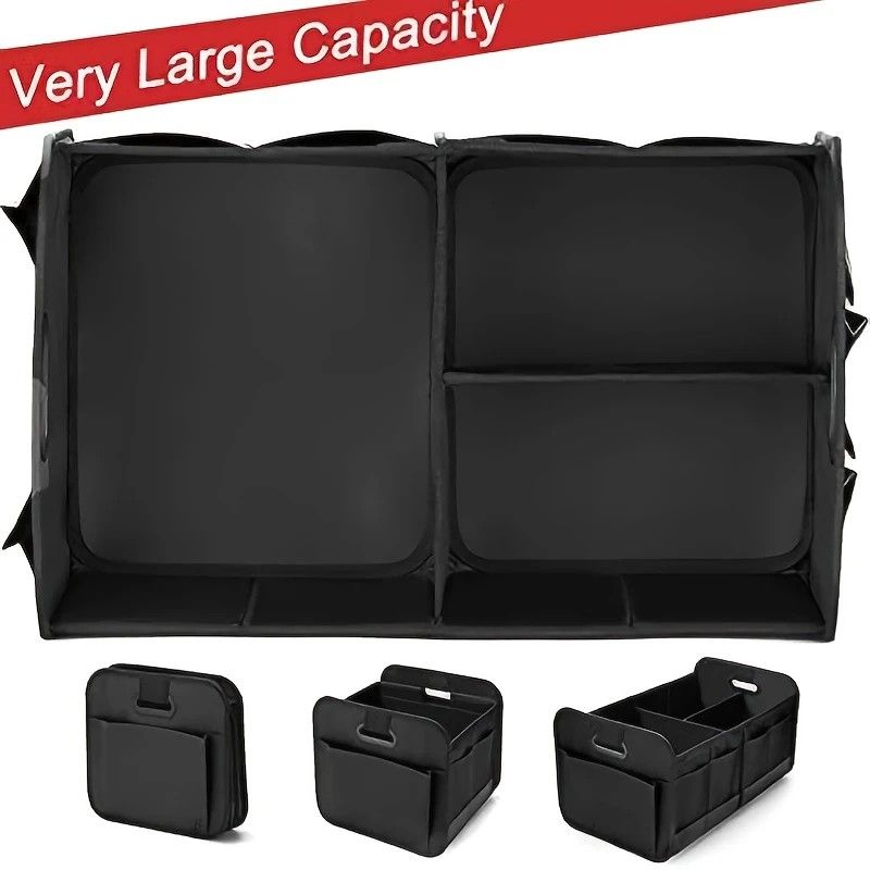 1 Car Trunk Organizer, Automotive Storage, Reinforced Handle, Foldable Multi-Compartment Car Organizer, 600D V1232-HBXSNX005