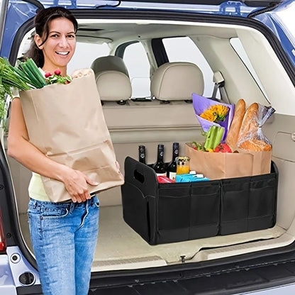 1 Car Trunk Organizer, Automotive Storage, Reinforced Handle, Foldable Multi-Compartment Car Organizer, 600D V1232-HBXSNX005