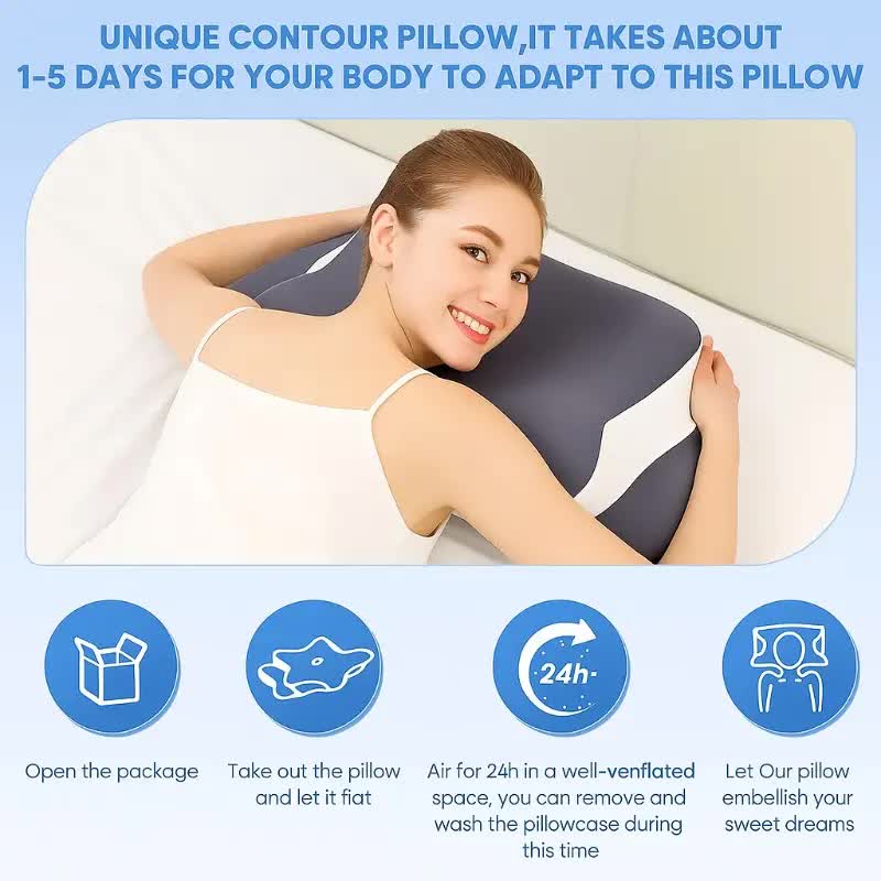 Dark grey Ergonomic Memory Foam Butterfly Neck Pillow, C-shaped/Dual Height Adjustable, with Transparent Lid V1232-HDZ001