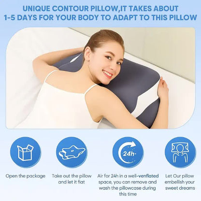 Dark grey Ergonomic Memory Foam Butterfly Neck Pillow, C-shaped/Dual Height Adjustable, with Transparent Lid V1232-HDZ001
