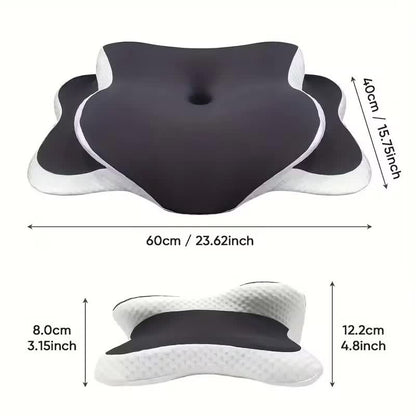 Dark grey Ergonomic Memory Foam Butterfly Neck Pillow, C-shaped/Dual Height Adjustable, with Transparent Lid V1232-HDZ001