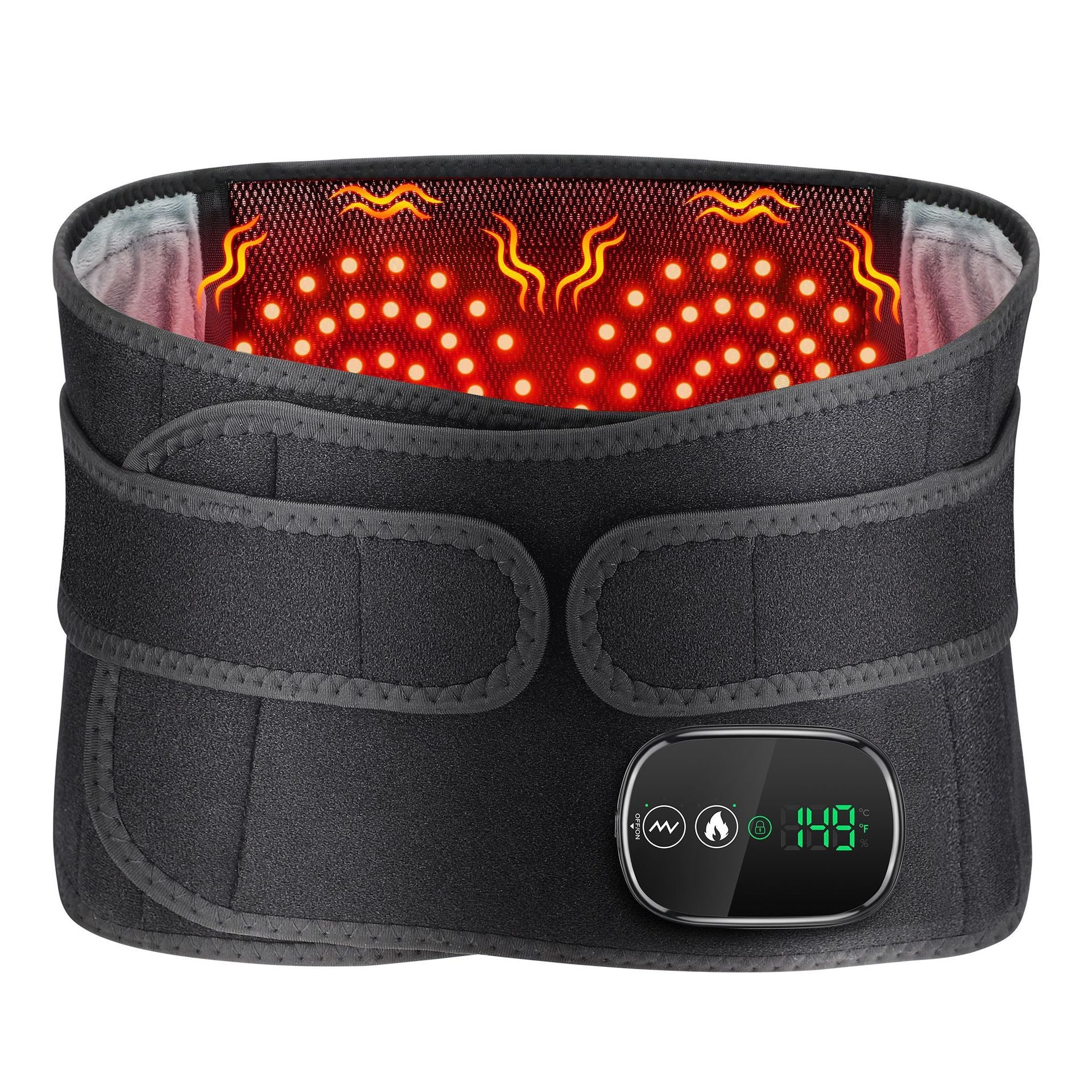 Heated Waist Belt with Vibration Massage - Infrared Heat Therapy, 3 Temp Levels, Rechargeable & Adjustable V1232-HGDRHYD001