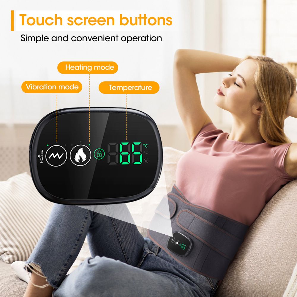 Heated Waist Belt with Vibration Massage - Infrared Heat Therapy, 3 Temp Levels, Rechargeable & Adjustable V1232-HGDRHYD001