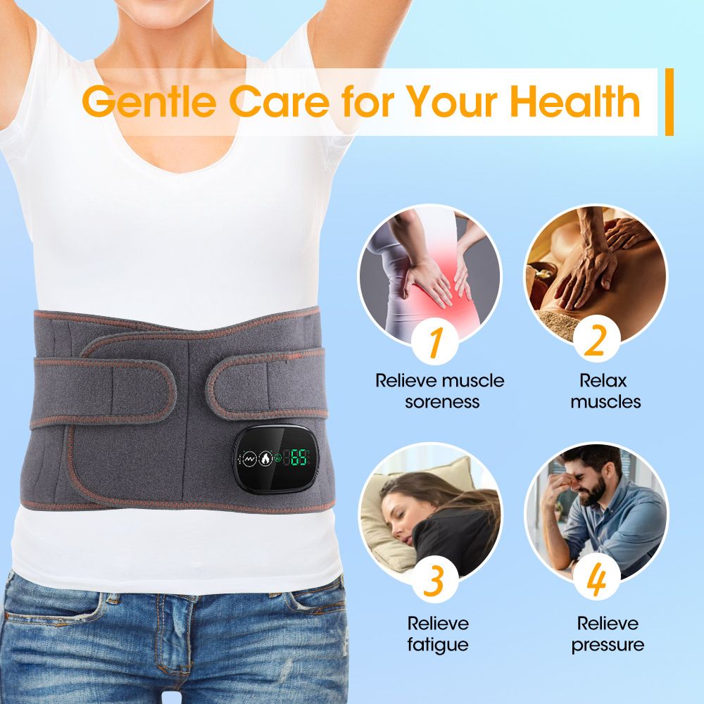Heated Waist Belt with Vibration Massage - Infrared Heat Therapy, 3 Temp Levels, Rechargeable & Adjustable V1232-HGDRHYD001
