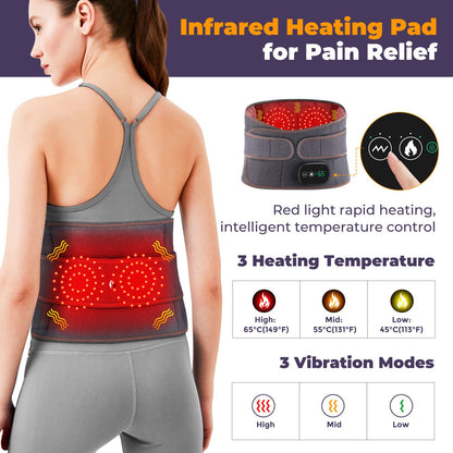 Heated Waist Belt with Vibration Massage - Infrared Heat Therapy, 3 Temp Levels, Rechargeable & Adjustable V1232-HGDRHYD001
