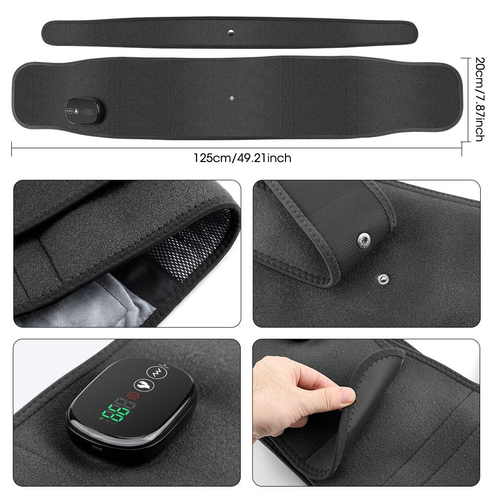 Heated Waist Belt with Vibration Massage - Infrared Heat Therapy, 3 Temp Levels, Rechargeable & Adjustable V1232-HGDRHYD001
