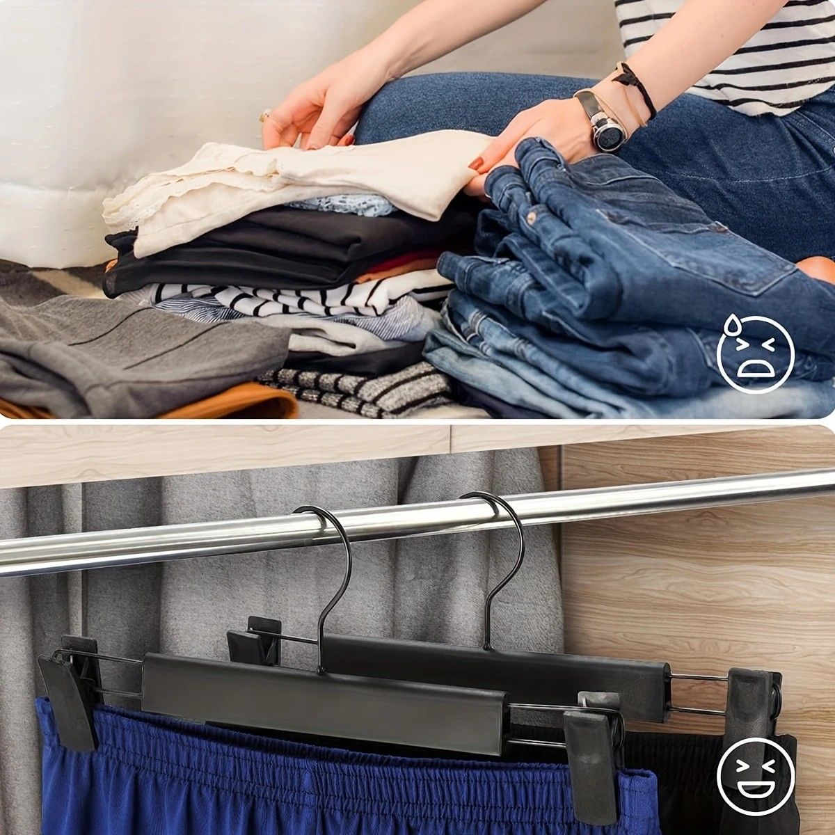 30-Pack Multi-Purpose Adjustable Pant Hangers: Thickened Non-Slip Clips, 360 degrees Rotating Hook, V1232-HJZ008