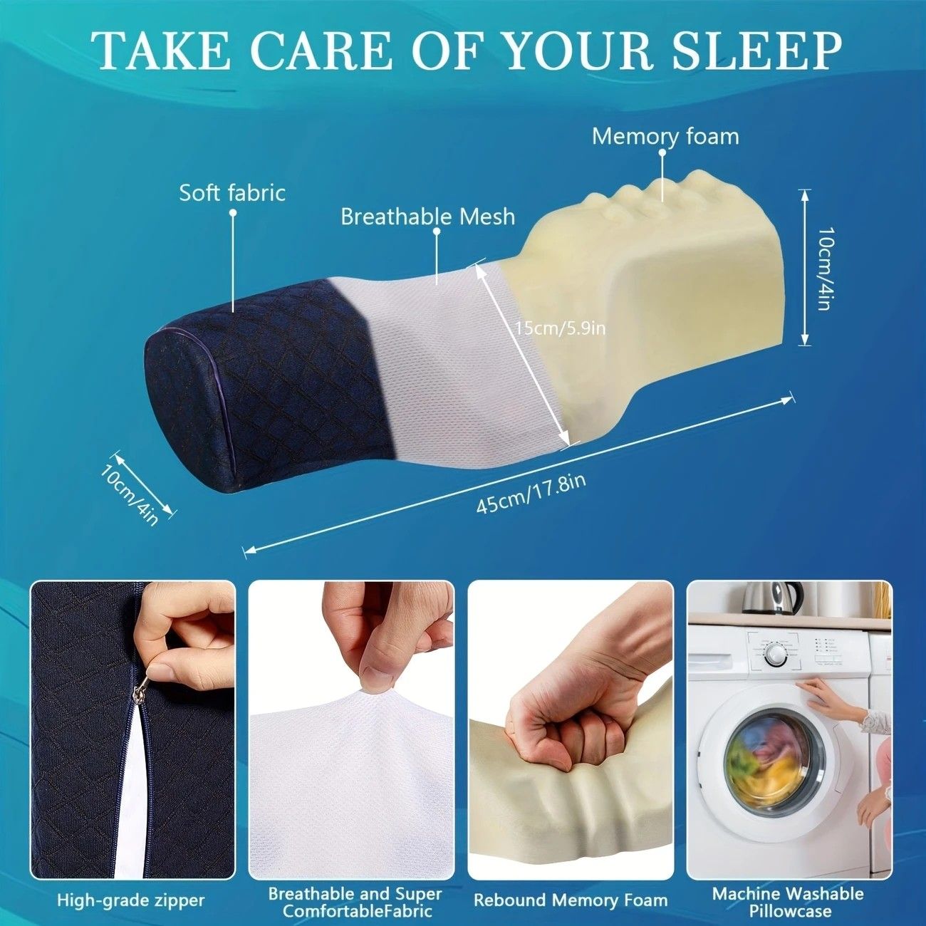 Ergonomic Multi-Purpose Neck Pillow, Memory Foam Support, Breathable and Washable, Versatile Use, Ideal V1232-HJZT001