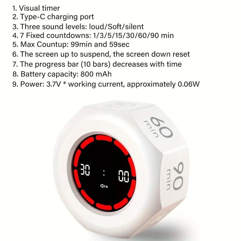 Flip to Start Timing, Efficiency Tool! 7 Presets + Visualized Progress, Gravity Sensor Timer, Universal for V1232-HPDSQ001