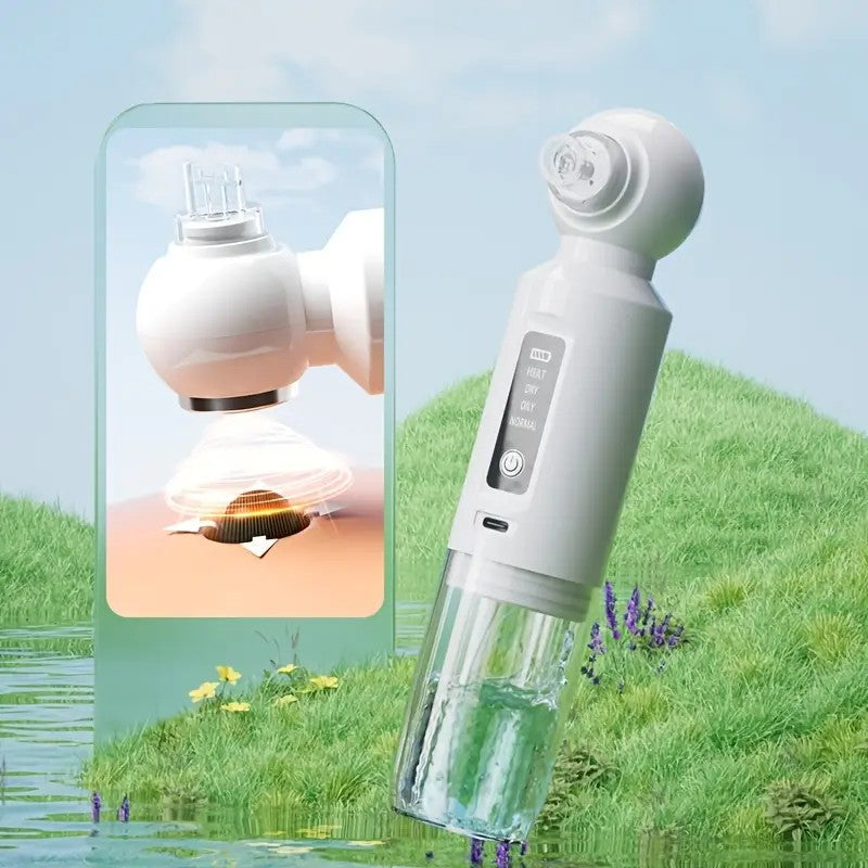 Six-head blackhead cleaner with electric vacuum suction for deep pore cleaning. USB-rechargeable mini bubble V1232-HTQJY001