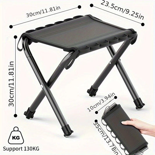Folding Camping Stool with Hook 660g Lightweight Oxford Cloth Collapsible Seat for Fishing Picnic Hiking & V1232-HWZDD001