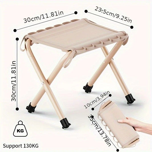Folding Camping Stool with Hook 660g Lightweight Oxford Cloth Collapsible Seat for Fishing Picnic Hiking & V1232-HWZDD002