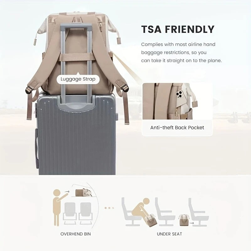 khaki Korean-style Fashion Compact Backpack, Multi-functional & Large Capacity, Lightweight & Easy to Carry, V1232-HXJZBB004