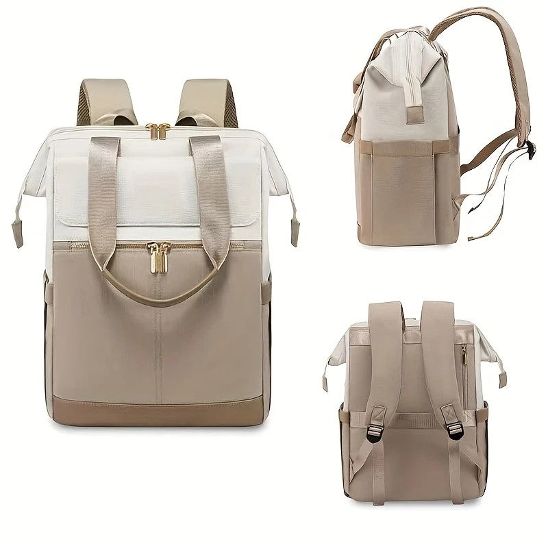 khaki Korean-style Fashion Compact Backpack, Multi-functional & Large Capacity, Lightweight & Easy to Carry, V1232-HXJZBB004
