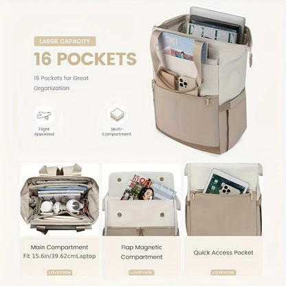 brown Korean-style Fashion Compact Backpack, Multi-functional & Large Capacity, Lightweight & Easy to Carry, V1232-HXJZBB005
