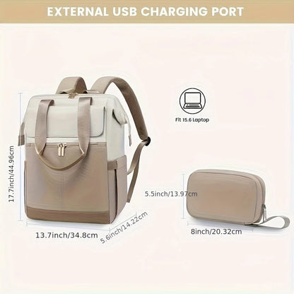 brown Korean-style Fashion Compact Backpack, Multi-functional & Large Capacity, Lightweight & Easy to Carry, V1232-HXJZBB005