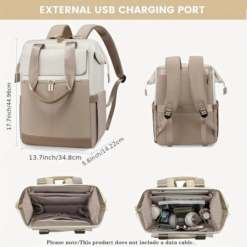 brown Korean-style Fashion Compact Backpack, Multi-functional & Large Capacity, Lightweight & Easy to Carry, V1232-HXJZBB005
