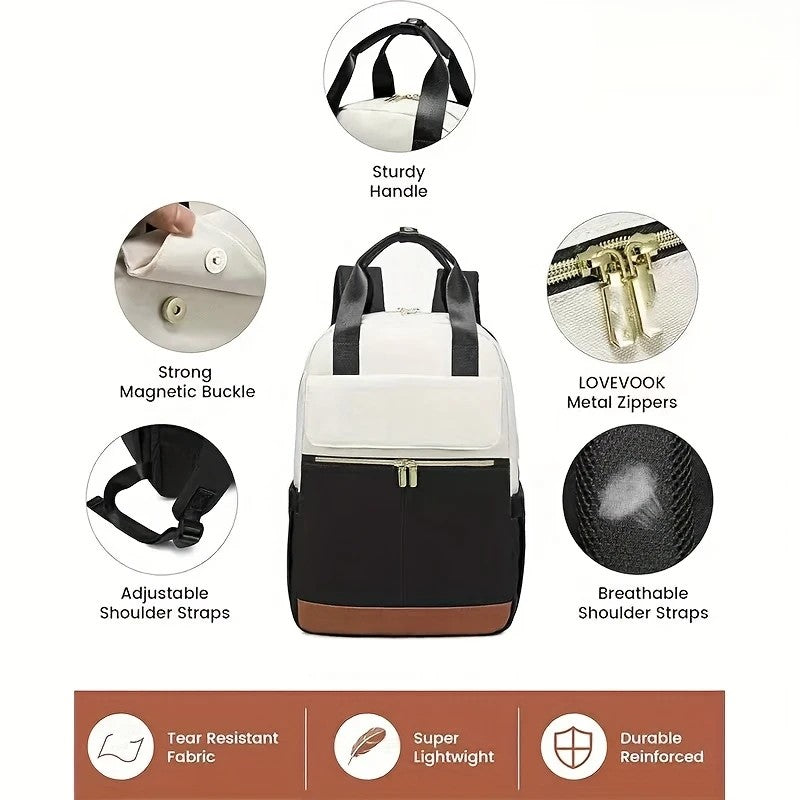 brown Korean-style Fashion Compact Backpack, Multi-functional & Large Capacity, Lightweight & Easy to Carry, V1232-HXJZBB005
