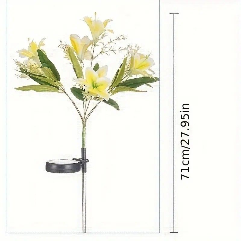 Seven Branch Solar Lily Light: Charges during the day, glows at night. Seven lilies bloom together, soft light flows like water through your garden./PINK