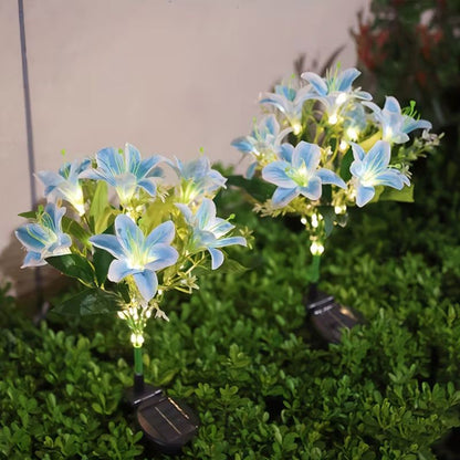 Seven Branch Solar Lily Light: Charges during the day, glows at night. Seven lilies bloom together, soft light flows like water through your garden./PINK
