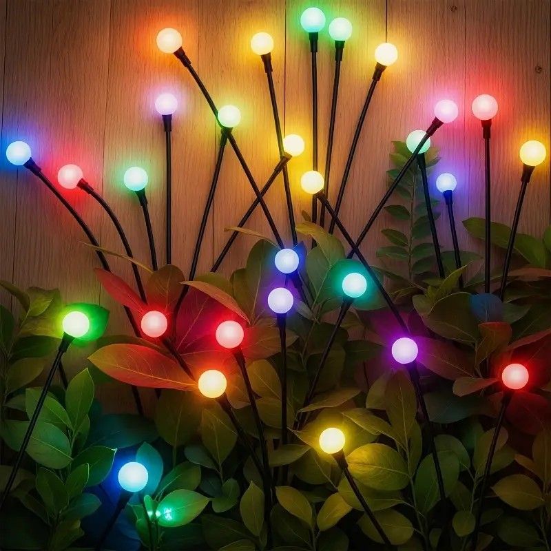 Solar Firefly Wind Light: Charges during the day, glows at night. Sways in the wind like dancing fireflies, lighting up your yard with romance./6 Lamp holder [warm light] is always on