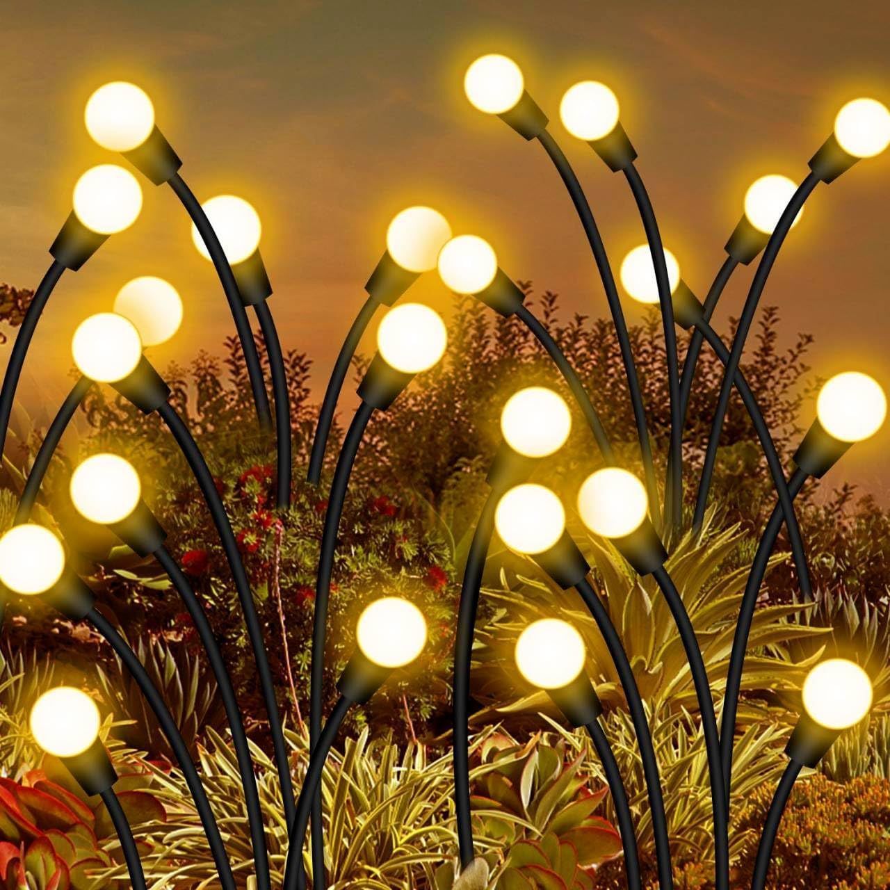 Seven Branch Solar Lily Light: Charges during the day, glows at night. Seven lilies bloom together, soft light flows like water through your garden./10 lamp holder [color] is always on