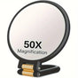 Double-sided Folding Makeup Mirror - 1X/50X Dual Magnification, 360 degrees Rotatable and Foldable for V1232-HZFDJ001