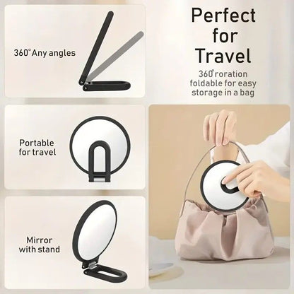 Double-sided Folding Makeup Mirror - 1X/50X Dual Magnification, 360 degrees Rotatable and Foldable for V1232-HZFDJ001
