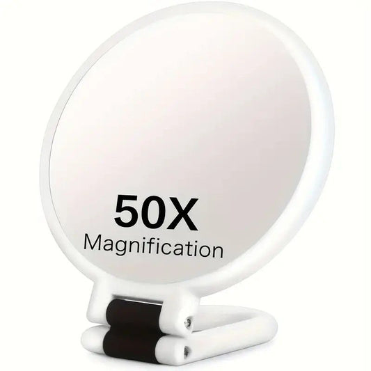 Double-sided Folding Makeup Mirror - 1X/50X Dual Magnification, 360 degrees Rotatable and Foldable for V1232-HZFDJ002