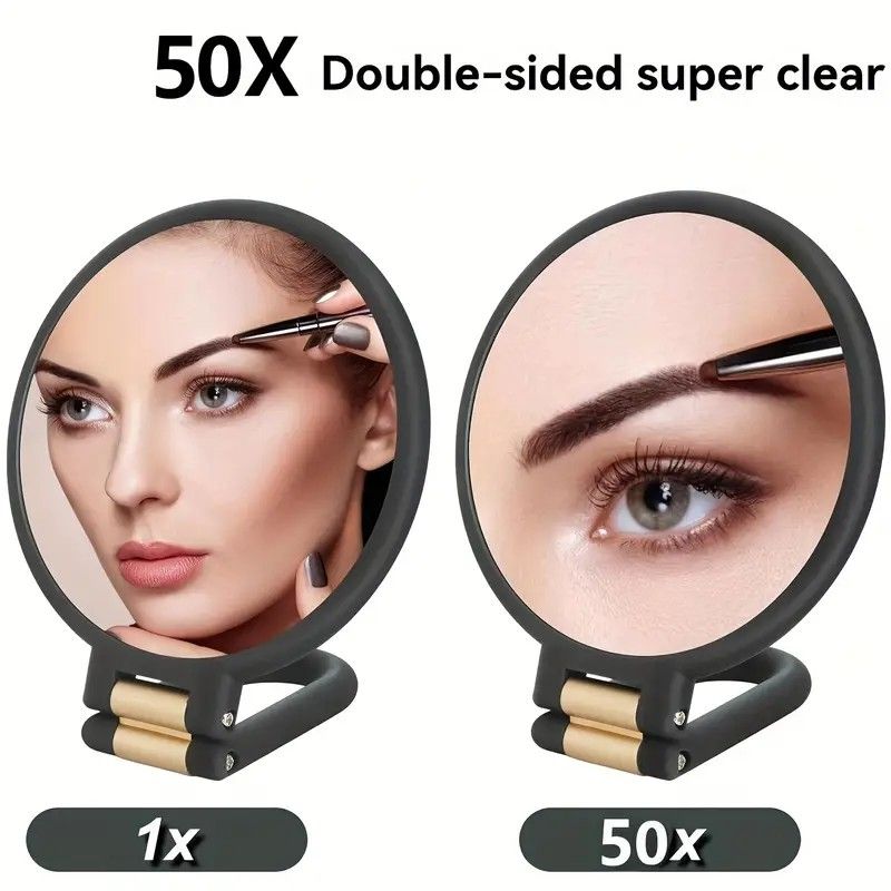 Double-sided Folding Makeup Mirror - 1X/50X Dual Magnification, 360 degrees Rotatable and Foldable for V1232-HZFDJ004