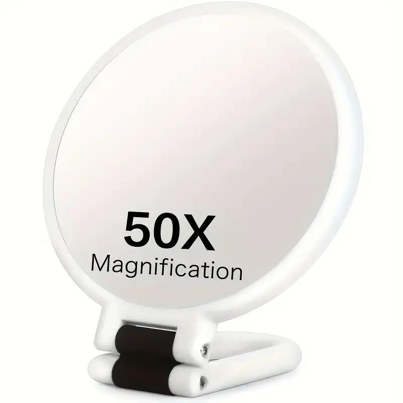 Double-sided Folding Makeup Mirror - 1X/50X Dual Magnification, 360 degrees Rotatable and Foldable for V1232-HZFDJ004