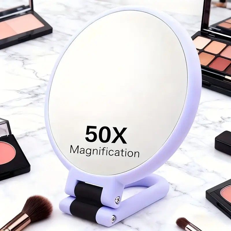 Double-sided Folding Makeup Mirror - 1X/50X Dual Magnification, 360 degrees Rotatable and Foldable for V1232-HZFDJ004