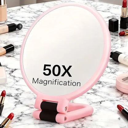 Double-sided Folding Makeup Mirror - 1X/50X Dual Magnification, 360 degrees Rotatable and Foldable for V1232-HZFDJ004