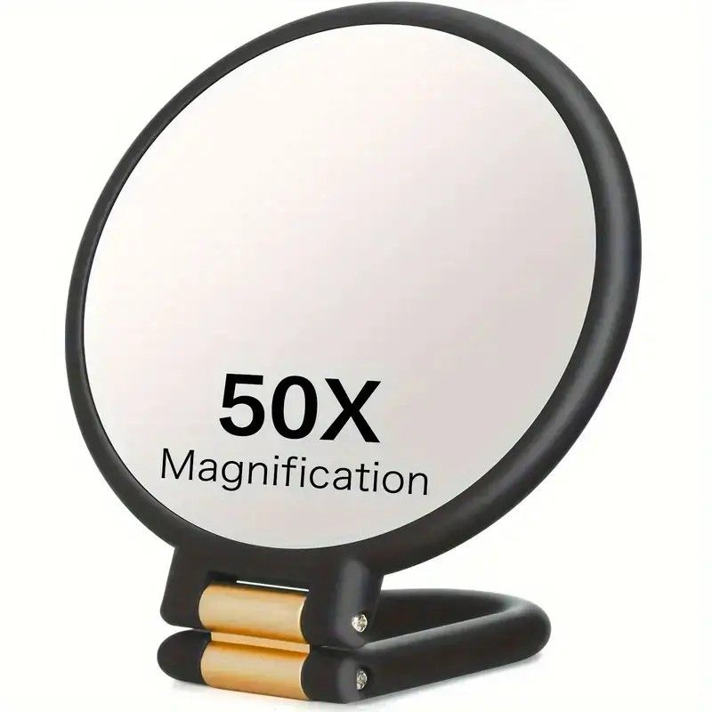 Double-sided Folding Makeup Mirror - 1X/50X Dual Magnification, 360 degrees Rotatable and Foldable for V1232-HZFDJ004