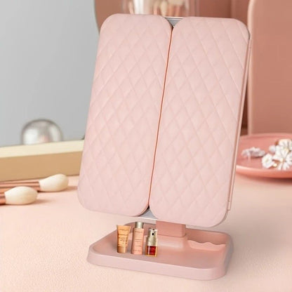 Smart Touch LED Vanity Mirror - 3 Color Dimmable Lights, 270 degrees Adjustable, Rechargeable Desktop Makeup V1232-HZJSZ001