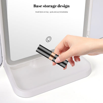 Smart Touch LED Vanity Mirror - 3 Color Dimmable Lights, 270 degrees Adjustable, Rechargeable Desktop Makeup V1232-HZJSZ001