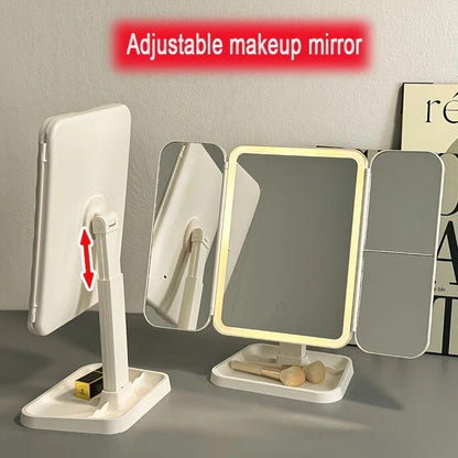 Smart Touch LED Vanity Mirror - 3 Color Dimmable Lights, 270 degrees Adjustable, Rechargeable Desktop Makeup V1232-HZJSZ001