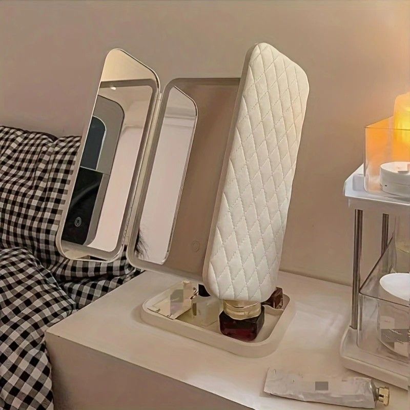 Smart Touch LED Vanity Mirror - 3 Color Dimmable Lights, 270 degrees Adjustable, Rechargeable Desktop Makeup V1232-HZJSZ001