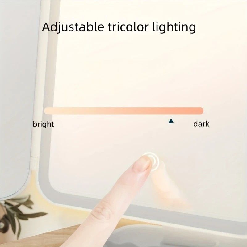 Smart Touch LED Vanity Mirror - 3 Color Dimmable Lights, 270 degrees Adjustable, Rechargeable Desktop Makeup V1232-HZJSZ002