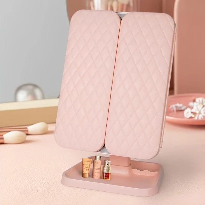 Smart Touch LED Vanity Mirror - 3 Color Dimmable Lights, 270 degrees Adjustable, Rechargeable Desktop Makeup V1232-HZJSZ002