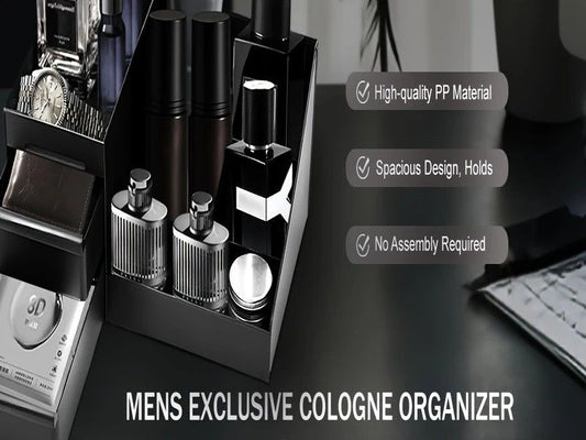Black Mens Wash Bag & Vanity Organiser | 2 Drawer Acrylic Bathroom Storage for Grooming & Skincare V1232-HZNSSNH001