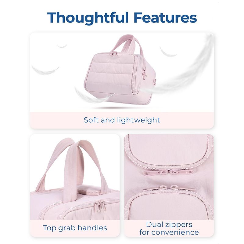 Travel Toiletry & Makeup Bag - Large Capacity Organiser Wash Bag with Compartments(PINK) V1232-HZSNB-1-002