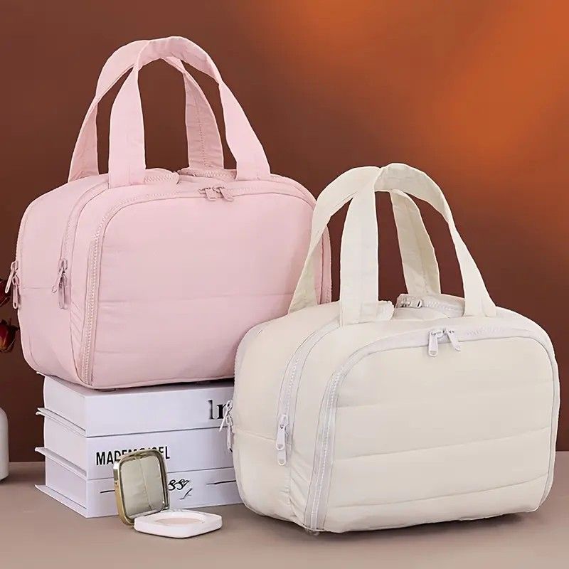 Travel Toiletry & Makeup Bag - Large Capacity Organiser Wash Bag with Compartments(PINK) V1232-HZSNB-1-002