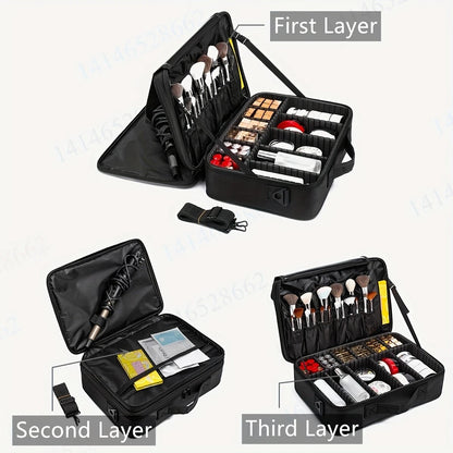 Professional Makeup Case: Flexible Zoning, Triple-tier Capacity, Your Hassle-free Travel Storage Partner. V1232-HZSNBSG001