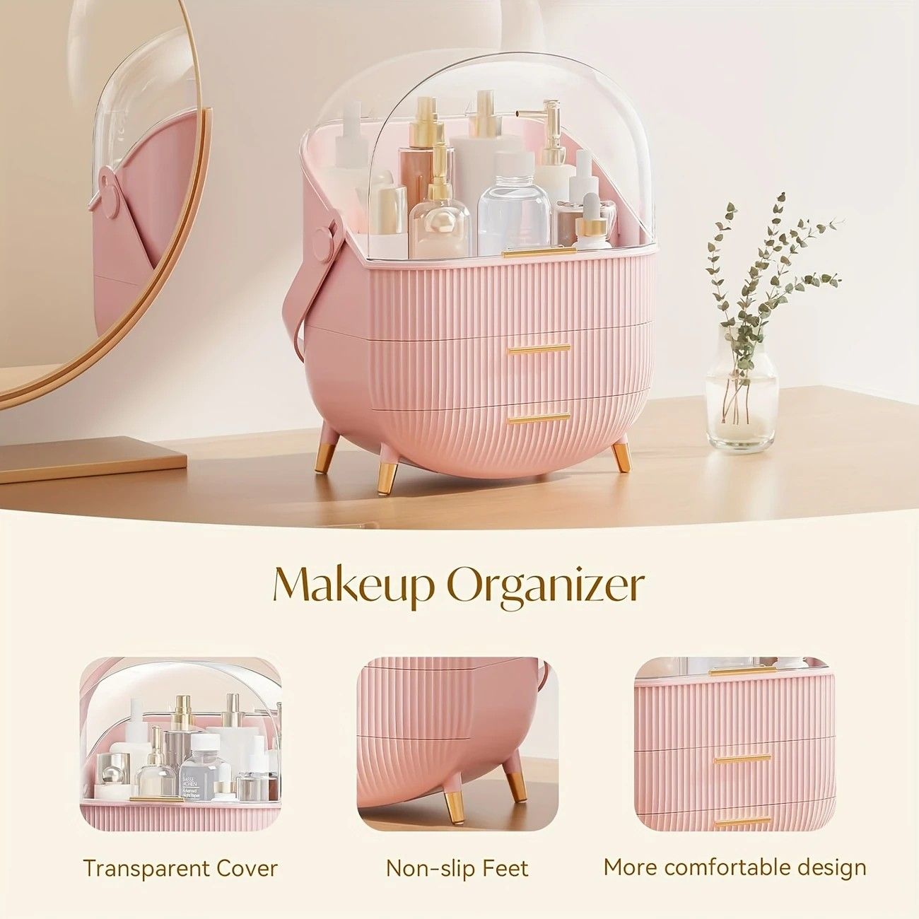 Transparent Flip-top Cosmetic Storage Box: Dustproof, Waterproof, Multi-layer Drawer Organizer, Portable V1232-HZSNX001