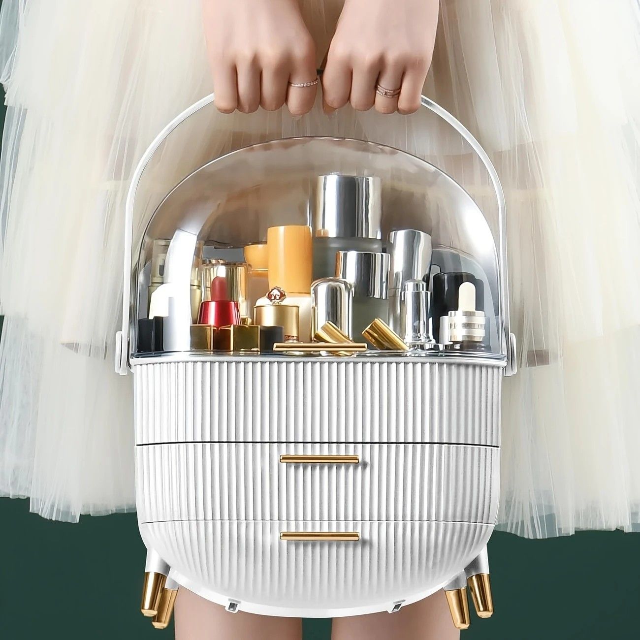 Transparent Flip-top Cosmetic Storage Box: Dustproof, Waterproof, Multi-layer Drawer Organizer, Portable V1232-HZSNX002