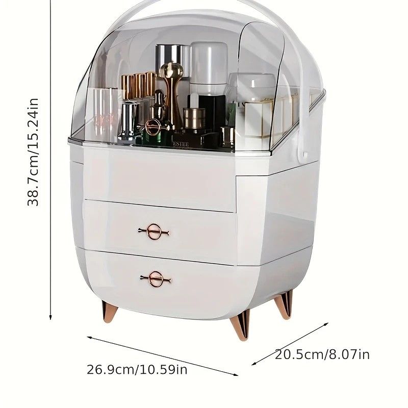 BLACK Luxury Transparent Flip-top Cosmetic Organizer, Large Capacity with Smart Compartments, Dustproof & V1232-HZSNX006